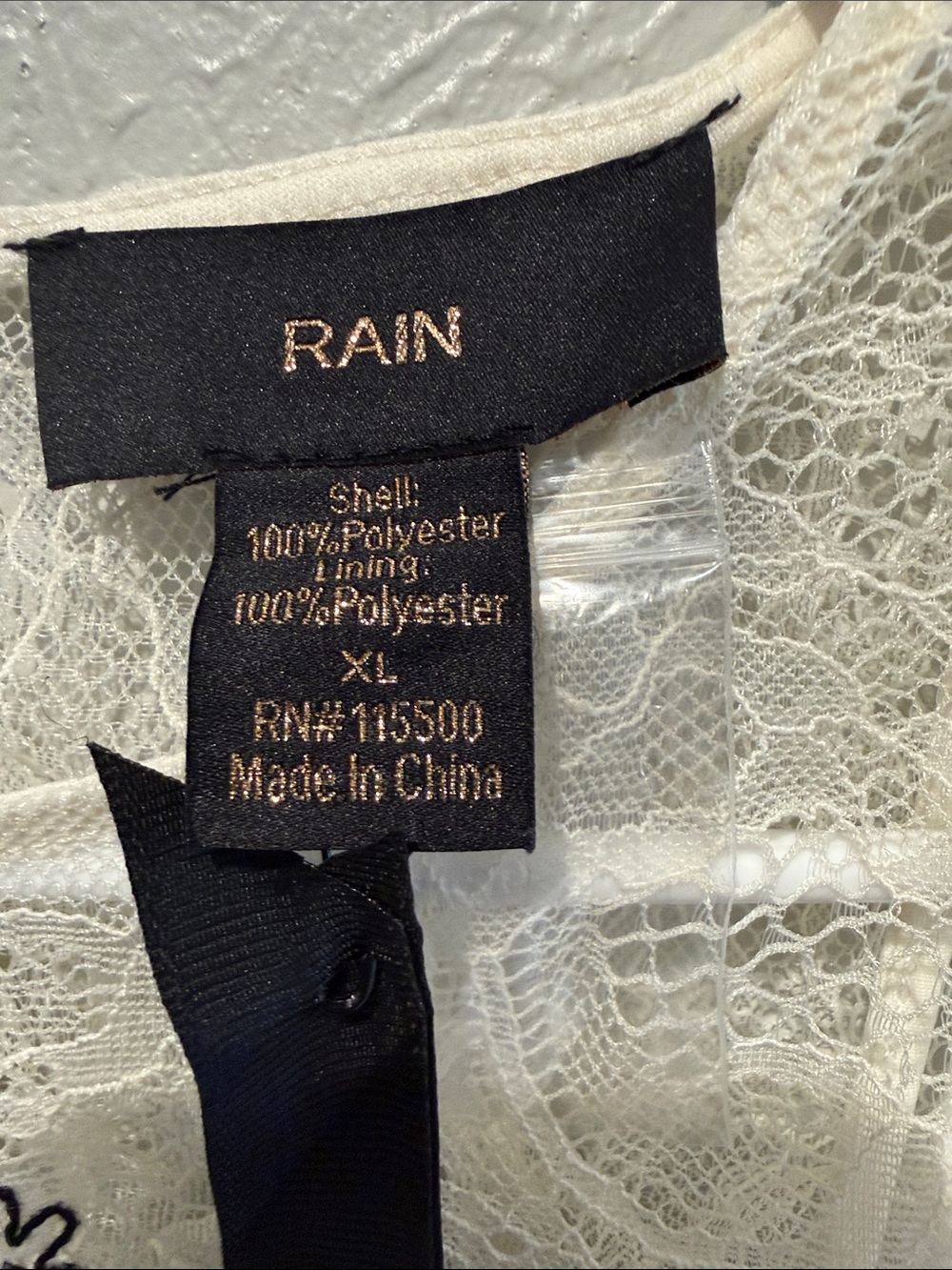 Rain Lace Blouse with Black Floral Embroidery.PTP 20”. Length 24” - Picture 3 of 4